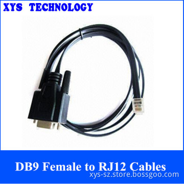 Flat type rj12 to db9 cables,male to female RS232 DB9 Serial Port Cable